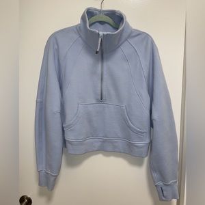 Lululemon Scuba Oversized Funnel Neck Half Zip XS/S Blue Linen Great Condition